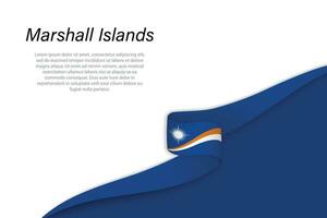 Wave flag of Marshall Islands with copyspace background vector