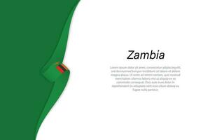 Wave flag of Zambia with copyspace background vector