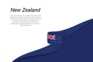 Wave flag of New Zealand with copyspace background vector