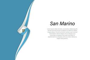 Wave flag of San Marino with copyspace background. vector