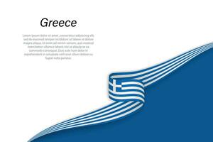 Wave flag of Greece with copyspace background vector