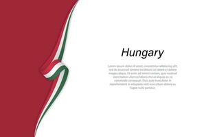 Wave flag of Hungary with copyspace background. vector