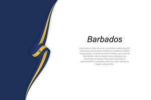 Wave flag of Barbados with copyspace background. vector