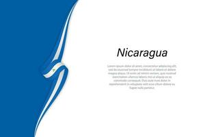 Wave flag of Nicaragua with copyspace background. vector