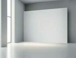 Empty white studio room with blank table podium. vector