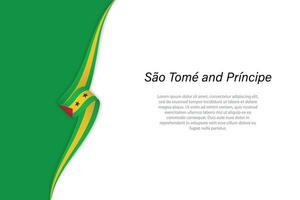 Wave flag of Sao Tome and Principe with copyspace background vector