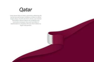 Wave flag of Qatar with copyspace background vector