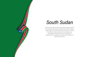 Wave flag of South Sudan with copyspace background vector