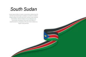 Wave flag of South Sudan with copyspace background vector