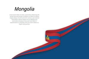 Wave flag of Mongolia with copyspace background vector