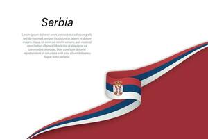 Wave flag of Serbia with copyspace background vector