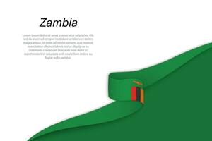 Wave flag of Zambia with copyspace background vector