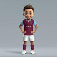 3d cartoon cute young soccer player in football uniform vector