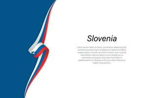 Wave flag of Slovenia with copyspace background. vector
