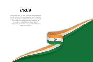 Wave flag of India with copyspace background vector