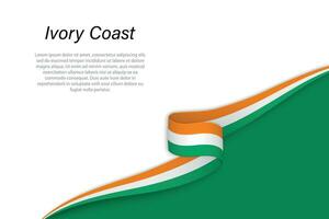 Wave flag of Ivory Coast with copyspace background vector