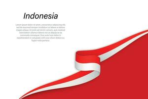 Wave flag of Indonesia with copyspace background vector