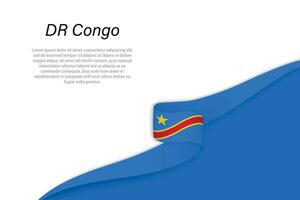 Wave flag of DR Congo with copyspace background vector