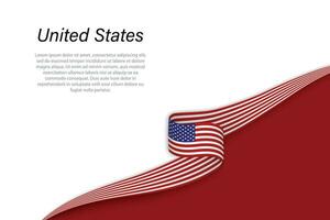 Wave flag of United States with copyspace background vector