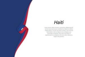 Wave flag of Haiti with copyspace background. vector