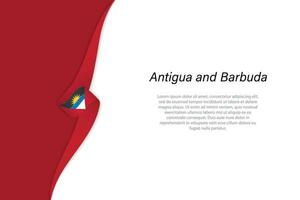 Wave flag of Antigua and Barbuda with copyspace background. vector
