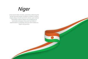 Wave flag of Niger with copyspace background vector