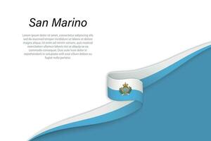 Wave flag of San Marino with copyspace background vector