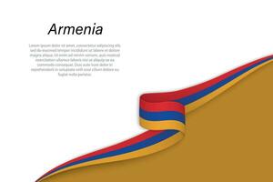 Wave flag of Armenia with copyspace background vector