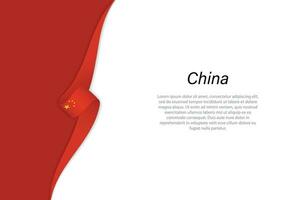 Wave flag of China with copyspace background vector