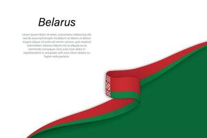 Wave flag of Belarus with copyspace background vector