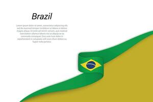 Wave flag of Brazil with copyspace background vector