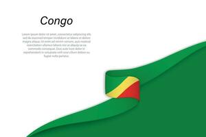 Wave flag of Congo with copyspace background vector