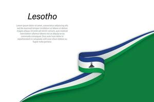 Wave flag of Lesotho with copyspace background vector