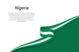 Wave flag of Nigeria with copyspace background vector