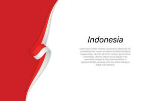 Wave flag of Indonesia with copyspace background vector