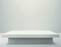 Empty white studio room with blank table podium. vector