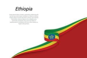 Wave flag of Ethiopia with copyspace background vector