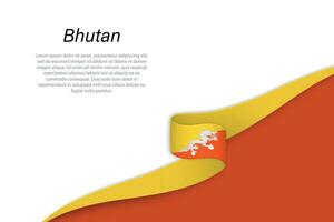 Wave flag of Bhutan with copyspace background vector