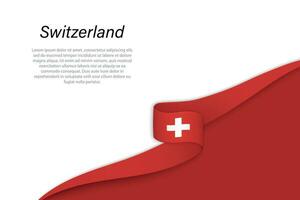 Wave flag of Switzerland with copyspace background vector