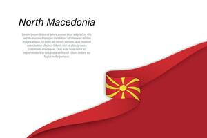 Wave flag of North Macedonia with copyspace background vector