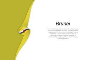 Wave flag of Brunei with copyspace background vector