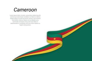 Wave flag of Cameroon with copyspace background vector