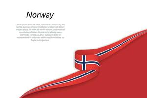 Wave flag of Norway with copyspace background vector