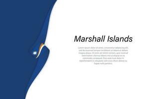 Wave flag of Marshall Islands with copyspace background vector