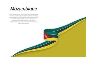 Wave flag of Mozambique with copyspace background vector