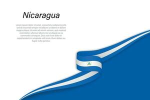 ola bandera de Nicaragua con copyspace antecedentes vector