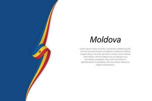 Wave flag of Moldova with copyspace background. vector