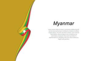 Wave flag of Myanmar with copyspace background vector