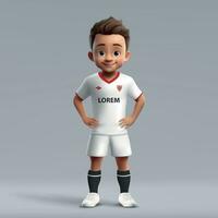 3d cartoon cute young soccer player in football uniform vector