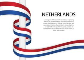 netherlands flag ribbon with copy space for text vector